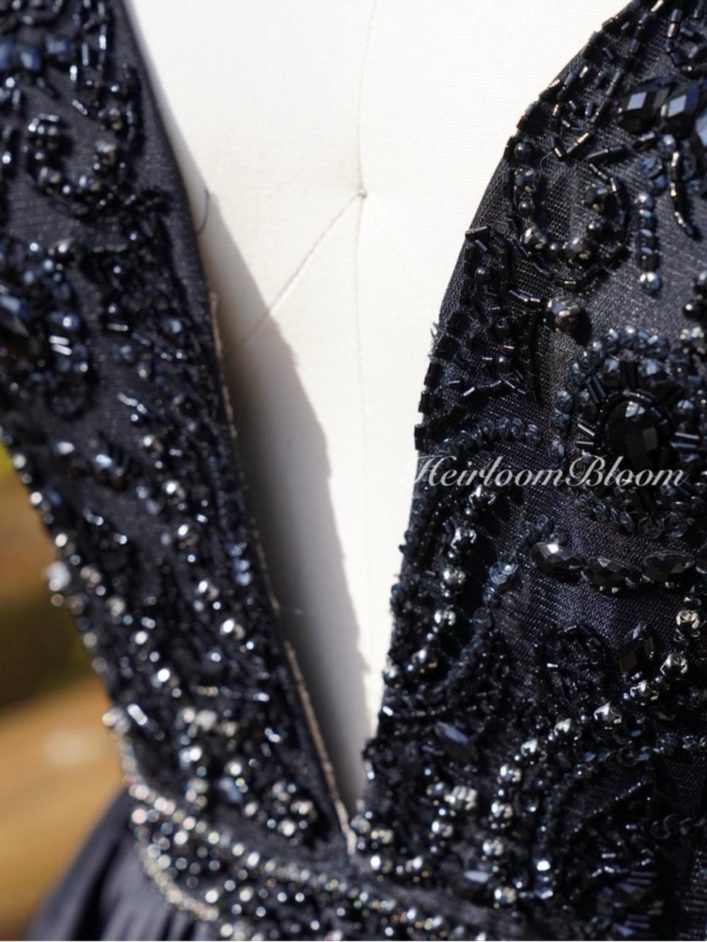 Sherri Hill Black Tiered Beaded V-Neck Evening Gown Prom Dress - Picture 8 of 8